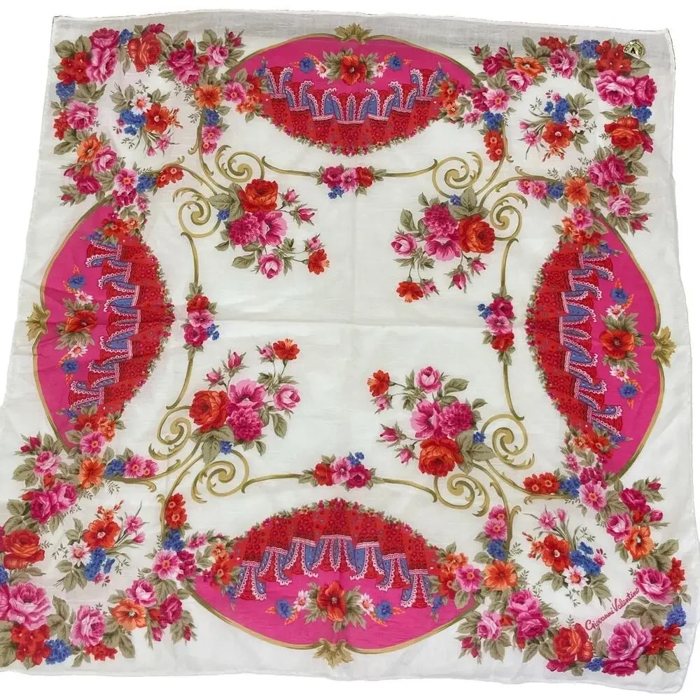 Giovanni Valentino Italy Square Scarf Floral Baroque Print 18.5”